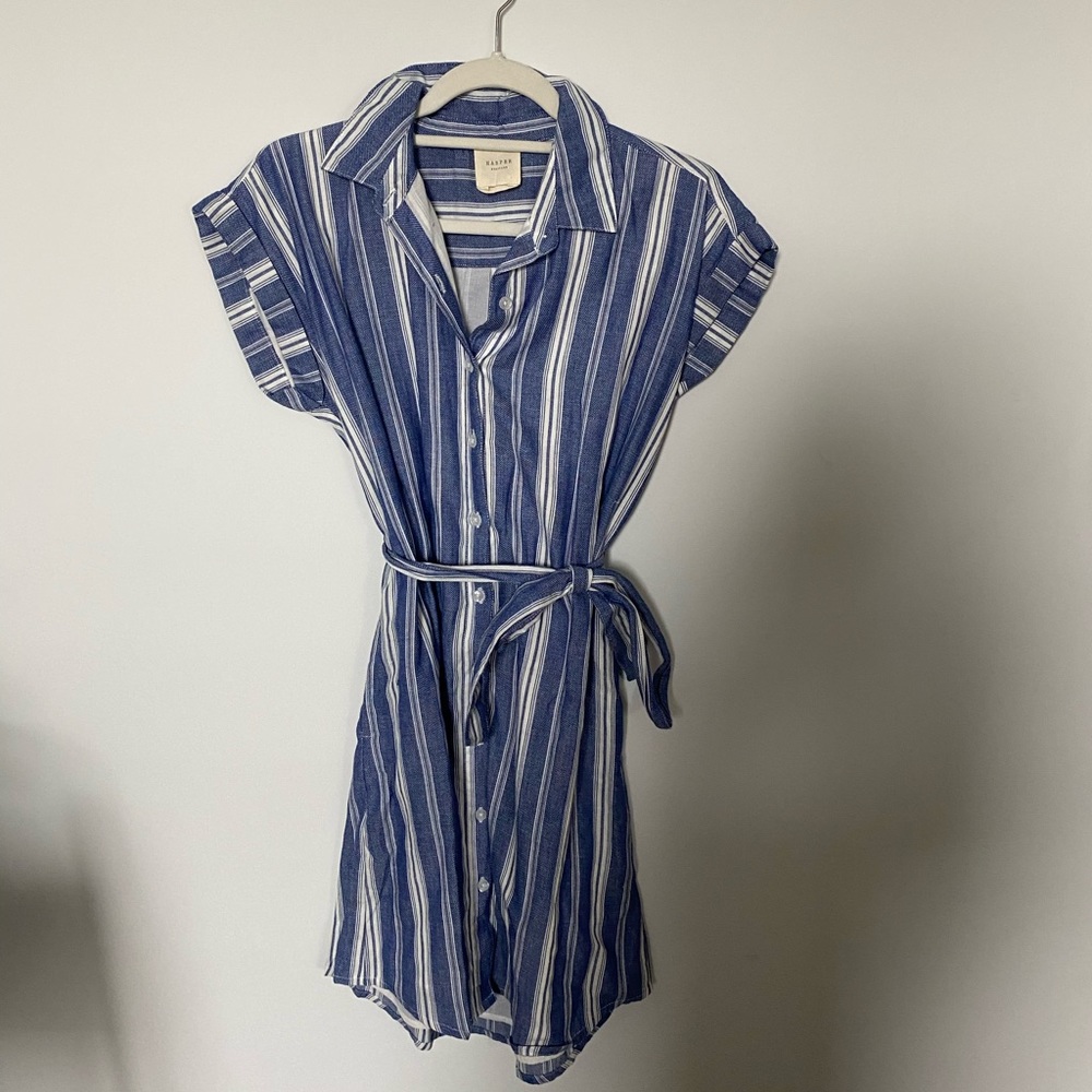 BLUE AND WHITE STRIPED DRESS